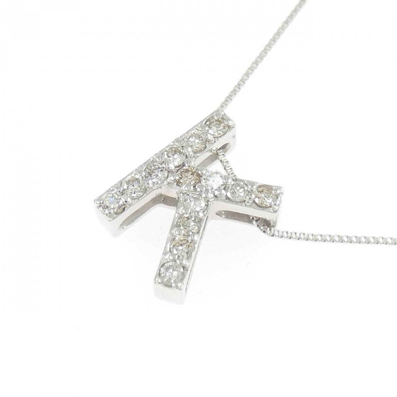 K18WG イニシャルK ダイヤモンド ネックレス 0.28CT