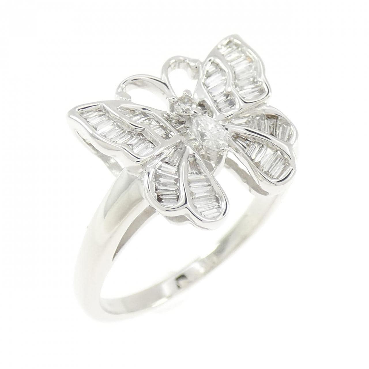 K18WG バタフライ ダイヤモンド リング 0.36CT