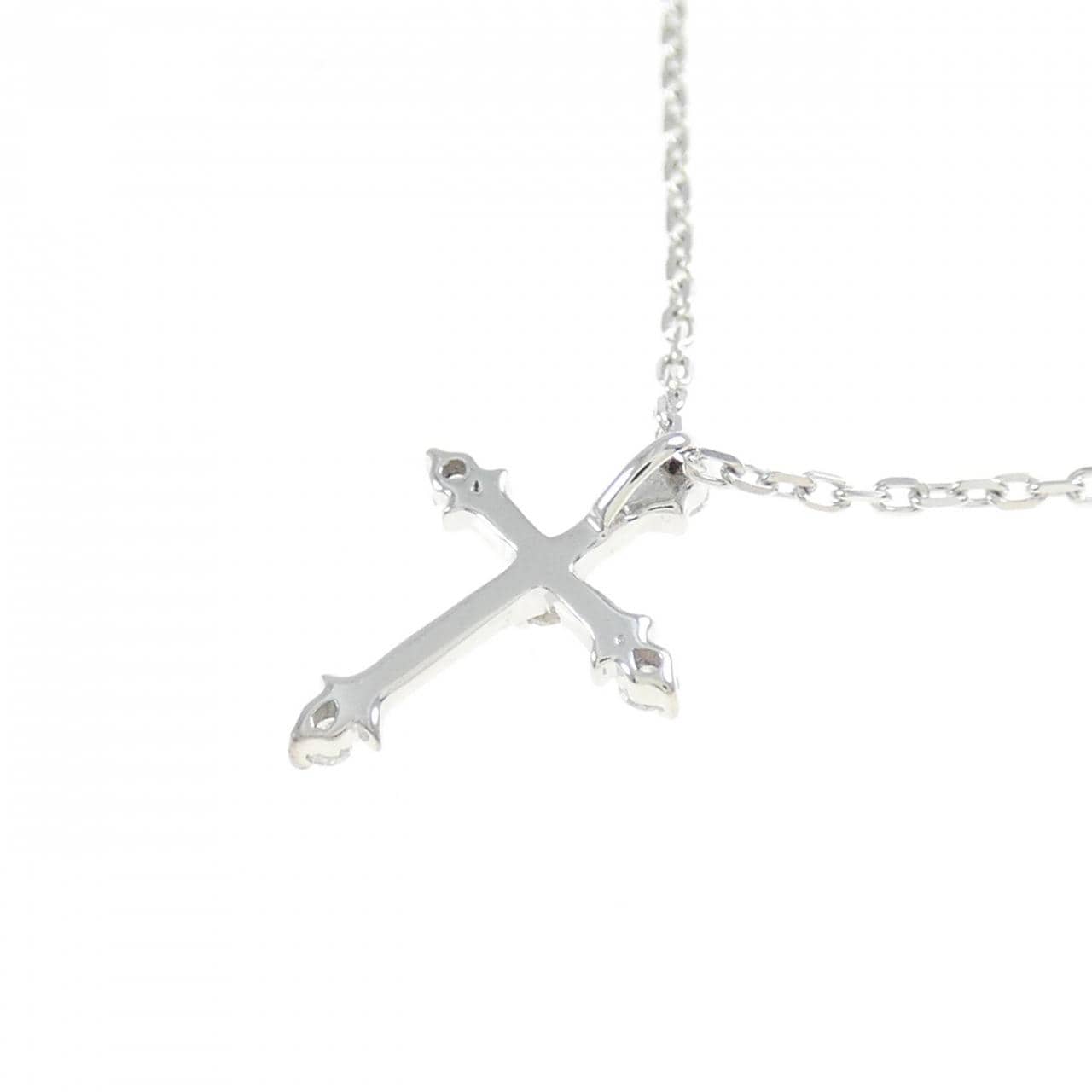 K10WG クロス ダイヤモンド ネックレス 0.04CT