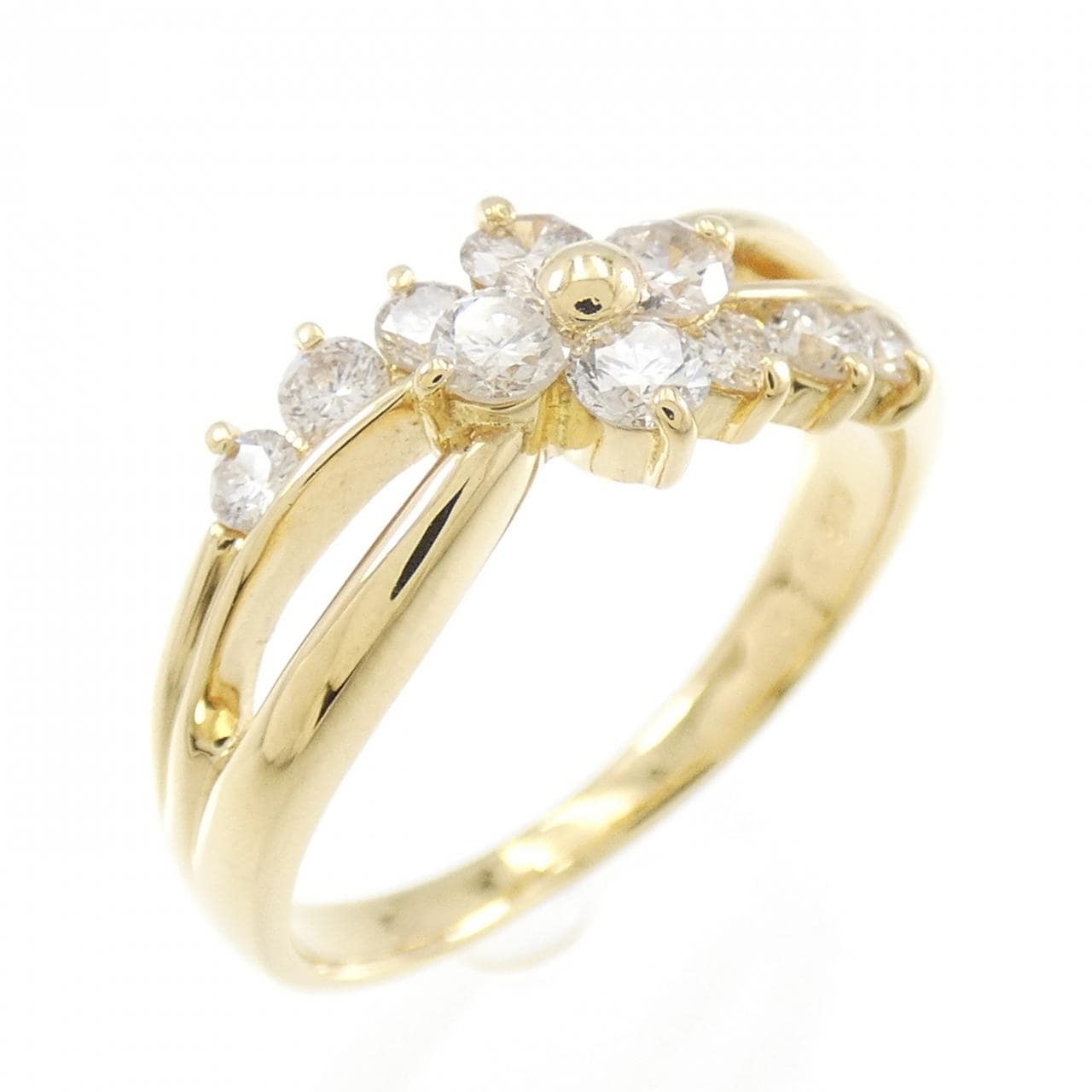K18YG フラワー ダイヤモンド リング 0.50CT