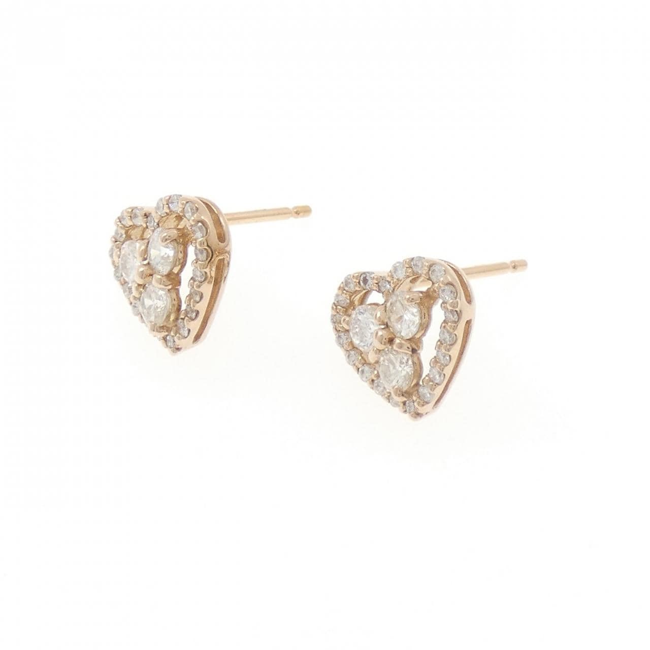 K18PG ハート ダイヤモンド ピアス 0.80CT