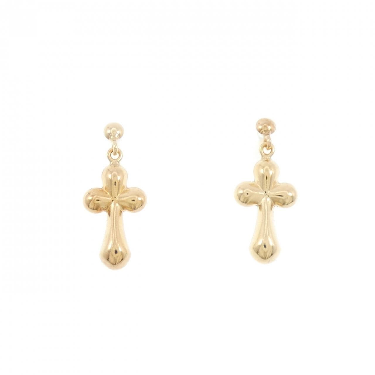 [BRAND NEW] K18YG cross earrings