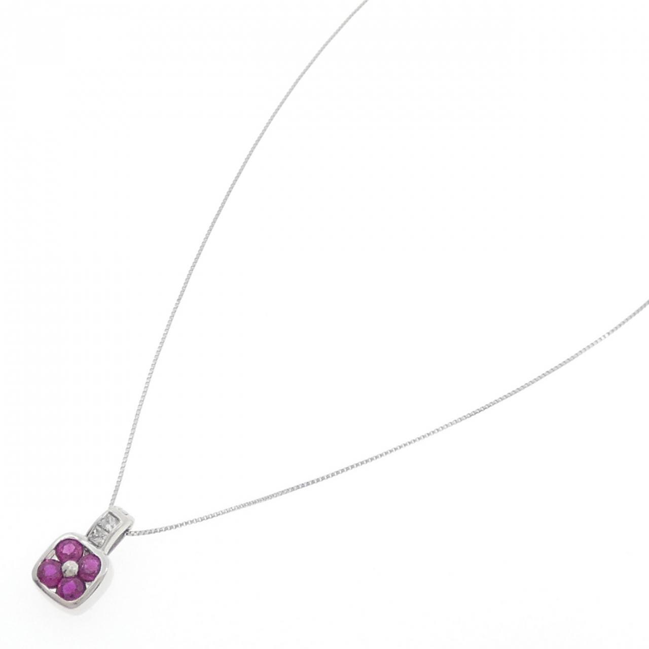 PT900/PT850 ルビー ネックレス 0.77CT