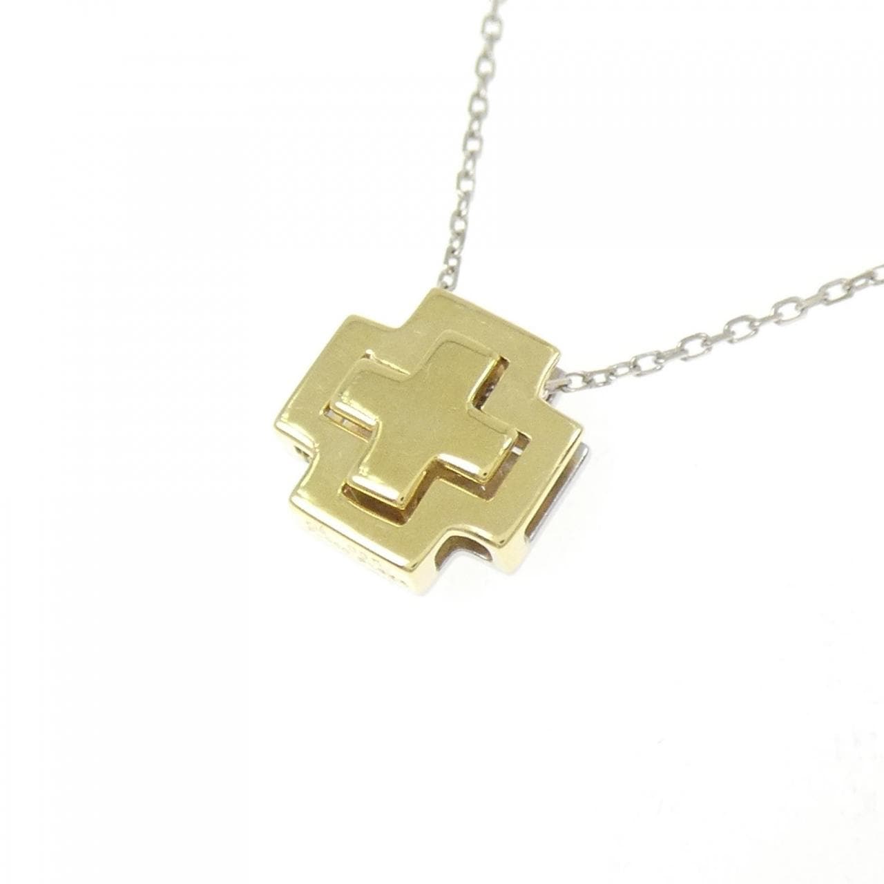 K18/PT900/PT850 クロス ダイヤモンド ネックレス 0.05CT