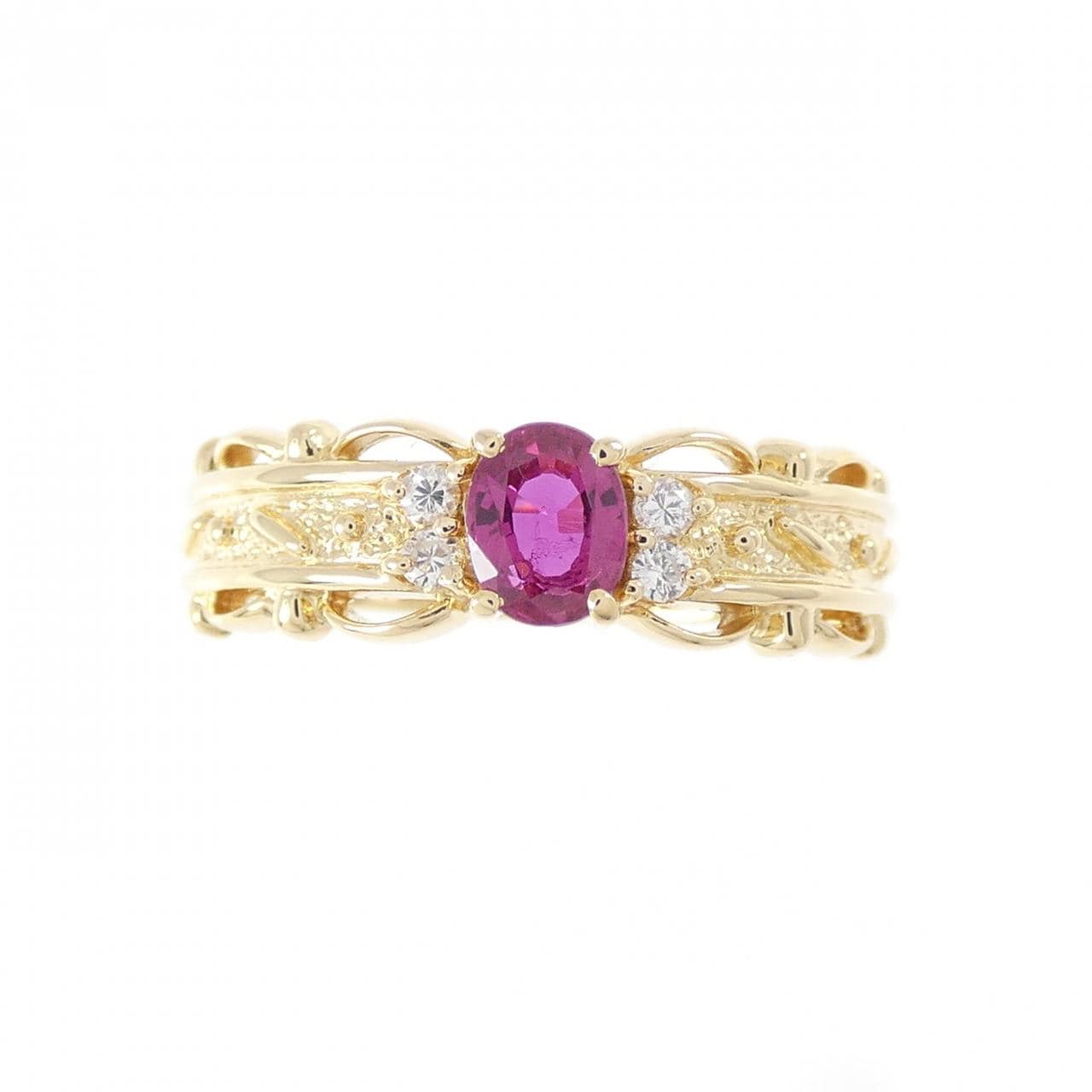 K18YG ルビー リング 0.33CT