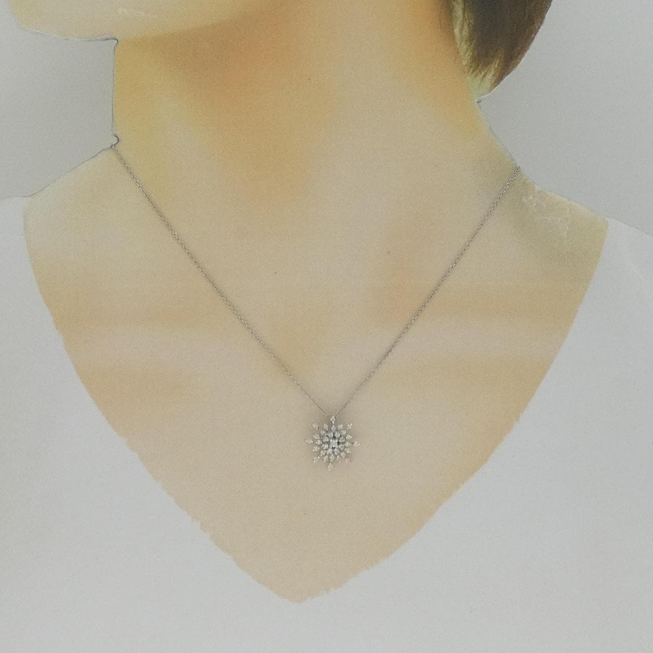 750WG/K18WG Diamond Necklace 0.26CT