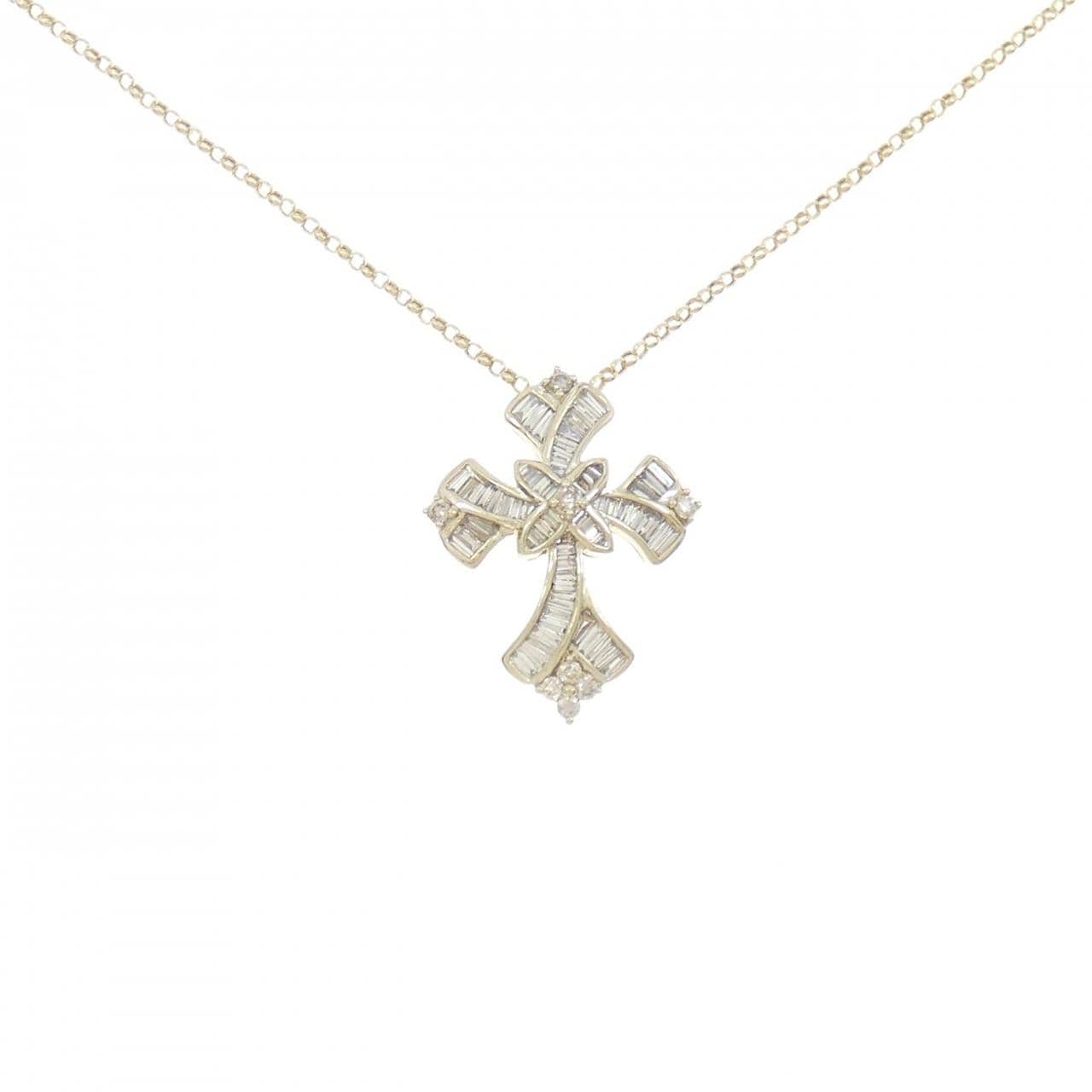 K18YG クロス ダイヤモンド ネックレス 0.90CT
