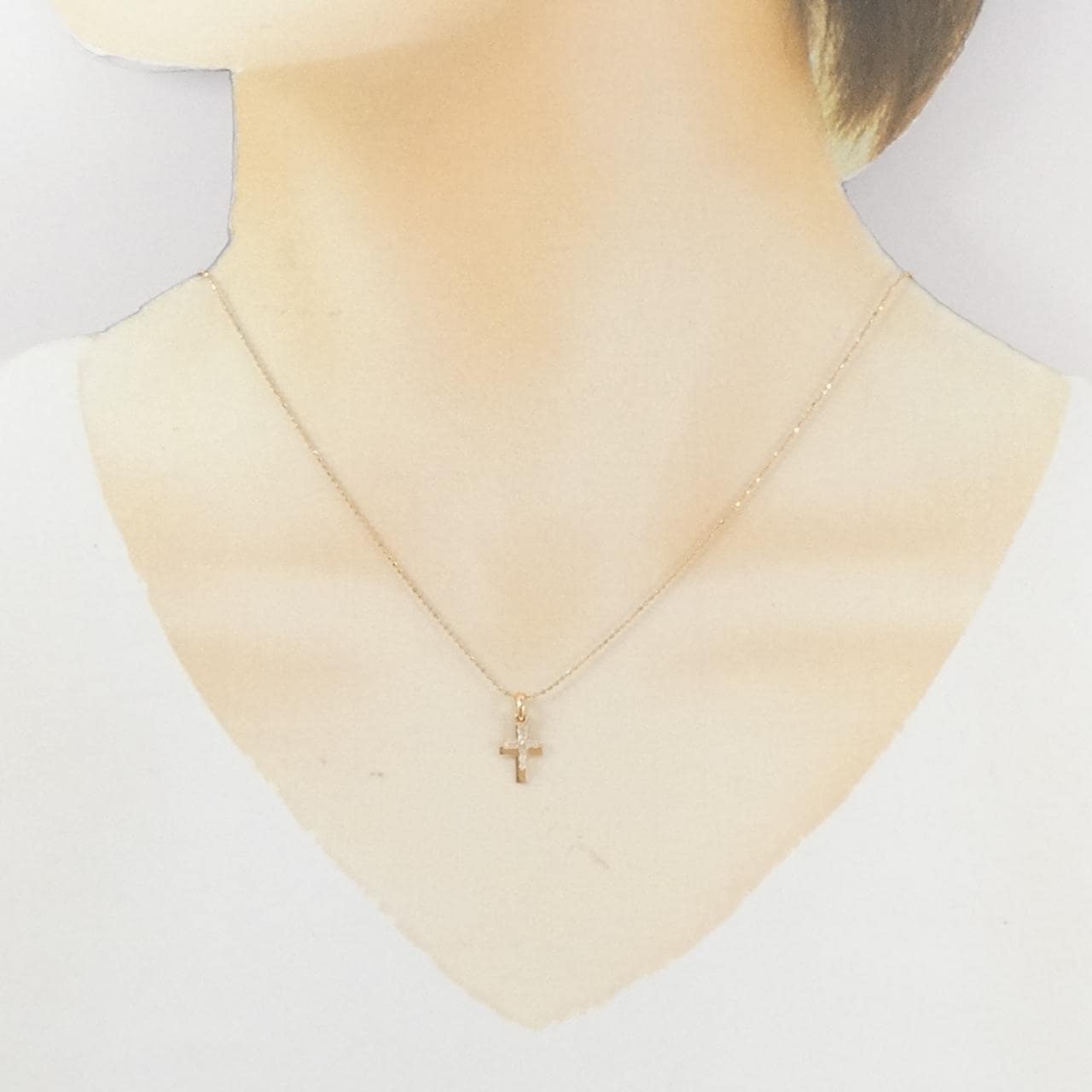 K18PG クロス ダイヤモンド ネックレス