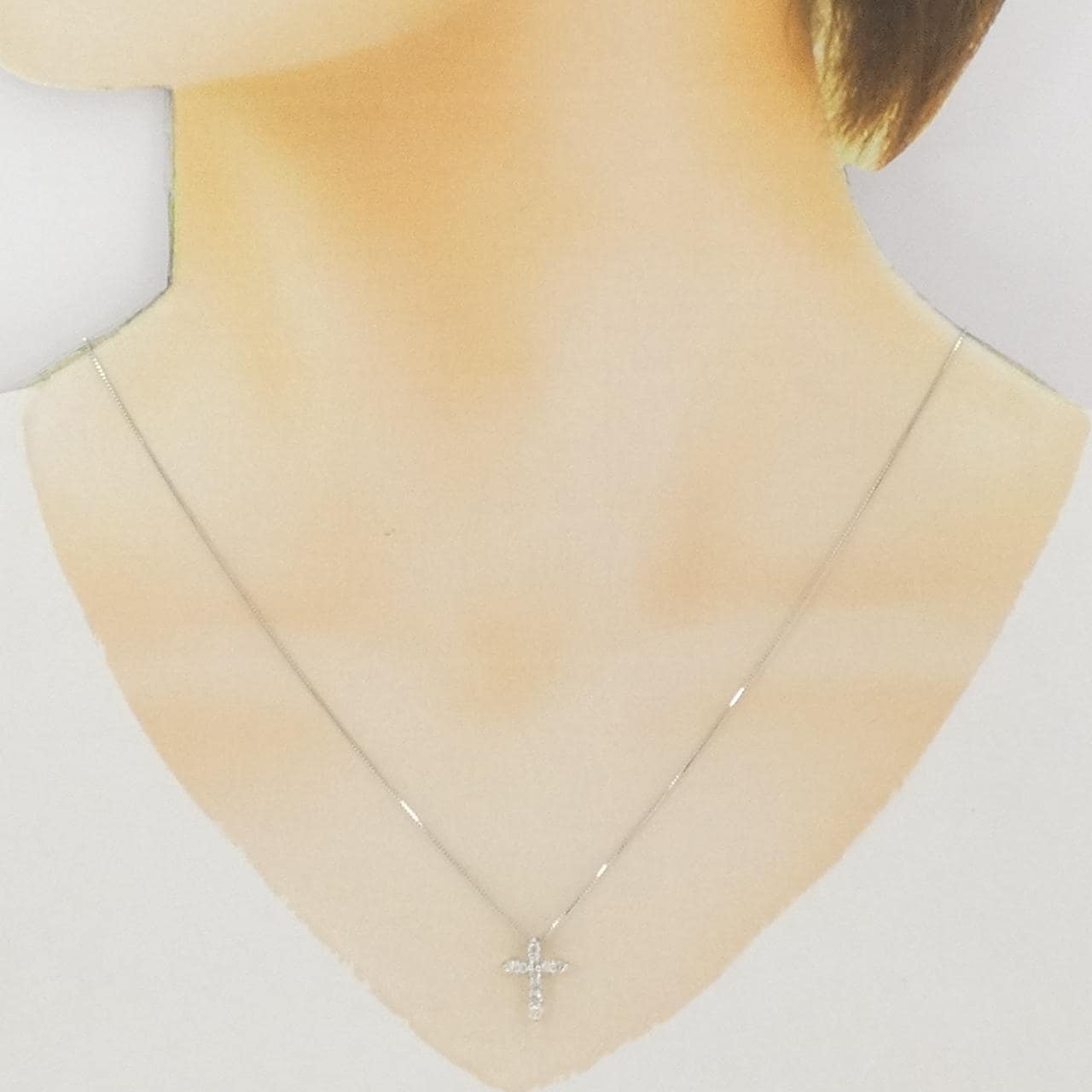 K18WG クロス ダイヤモンド ネックレス