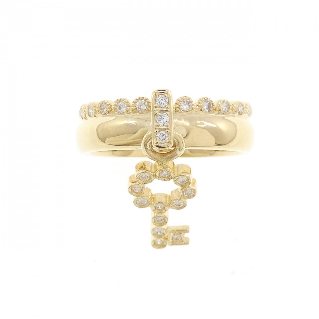 K18YG キー ダイヤモンド リング 0.15CT