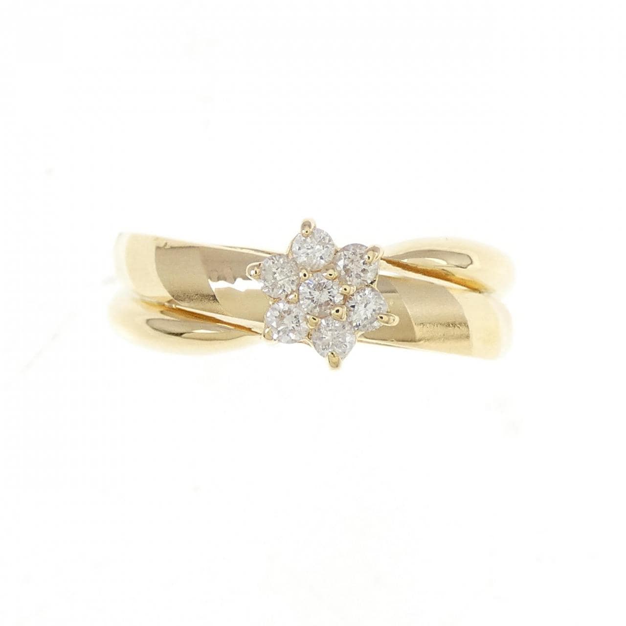 K18YG フラワー ダイヤモンド リング 0.19CT