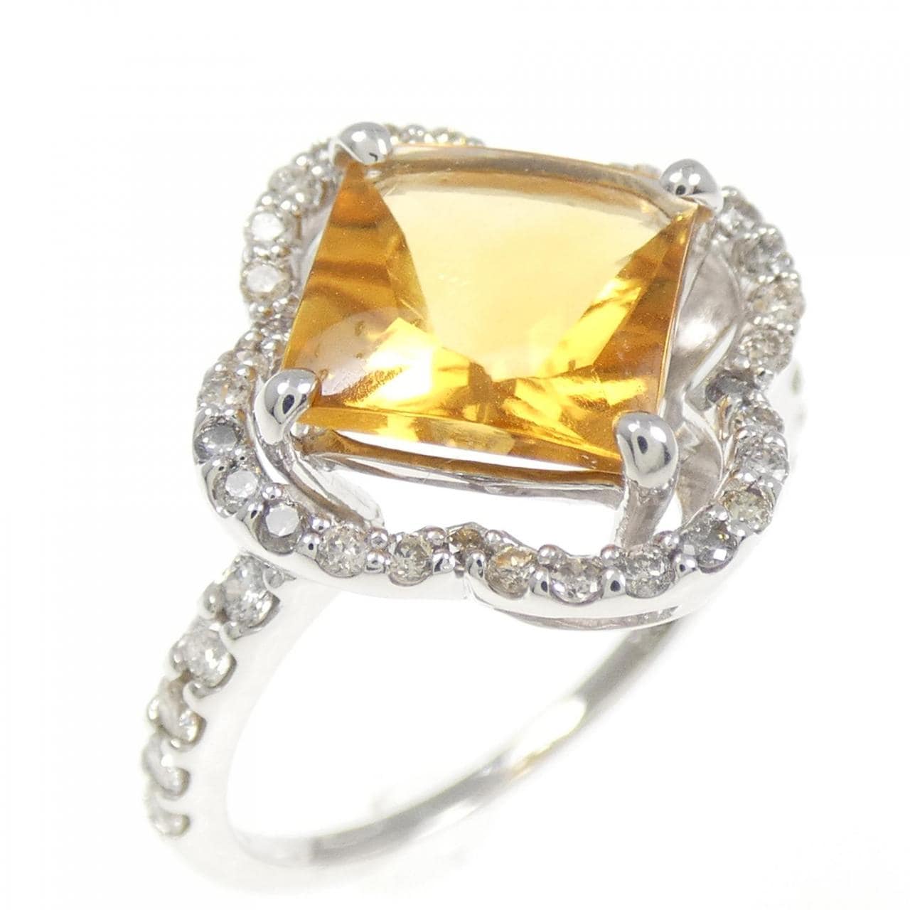 K18WG シトリン リング 2.02CT