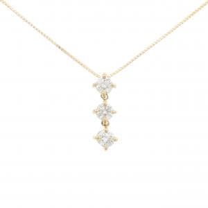 K18YG 2WAY スリーストーン ダイヤモンド ネックレス 0.43CT