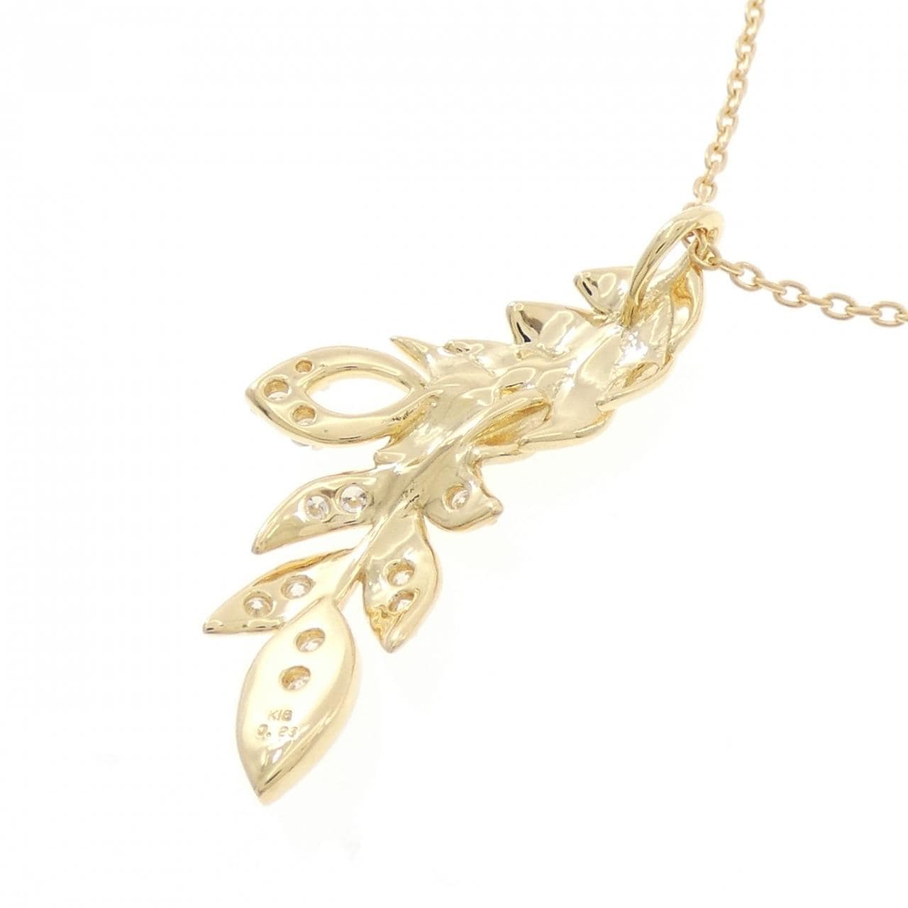 K18YG フェザー ダイヤモンド ネックレス 0.23CT