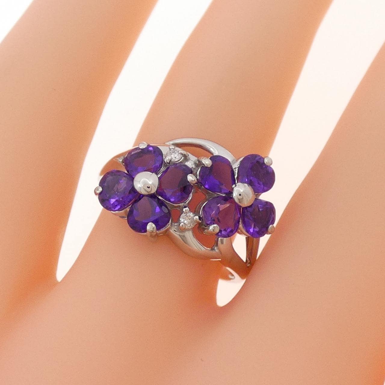 K14WG フラワー アメジスト リング