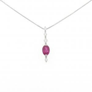 PT900/PT850 ルビー ネックレス 1.05CT