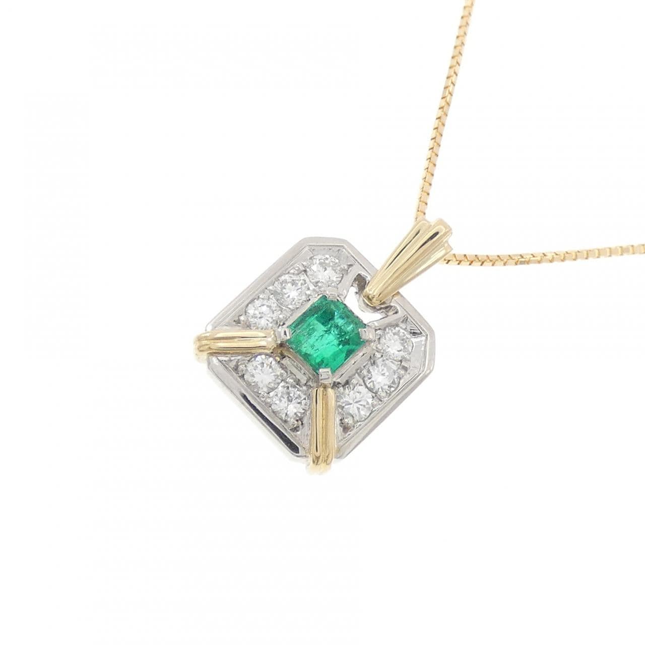 PT900/K18YG エメラルド ネックレス 0.25CT