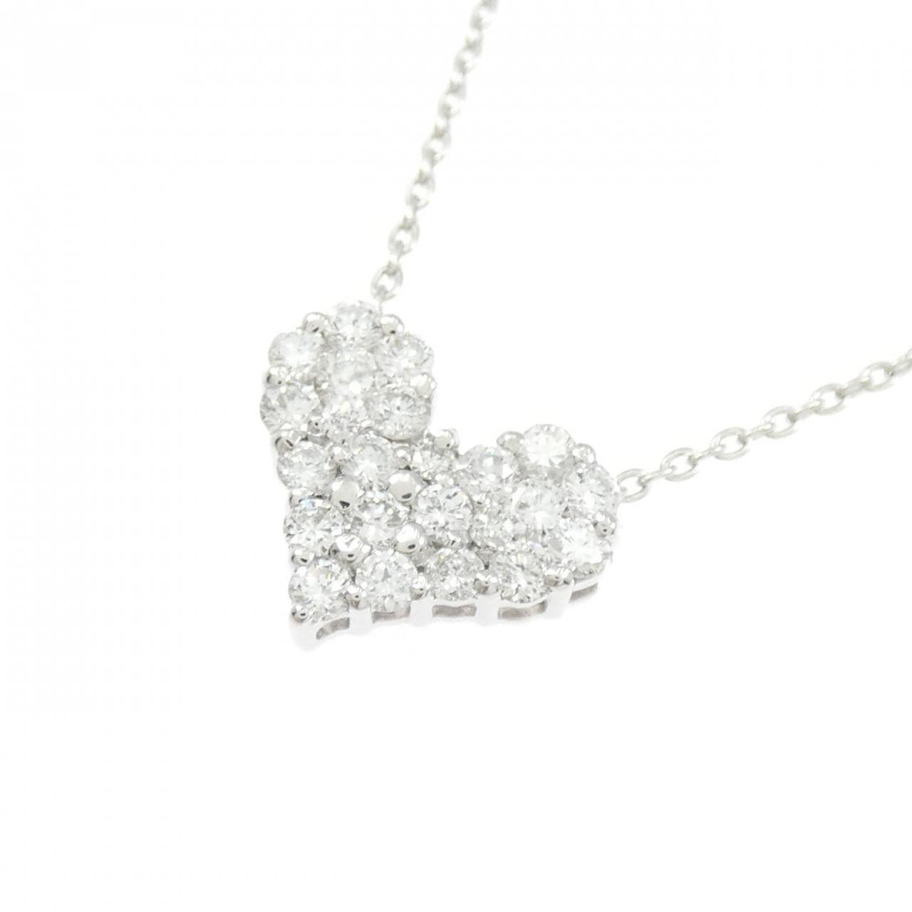 K18WG ハート ダイヤモンド ネックレス 0.50CT