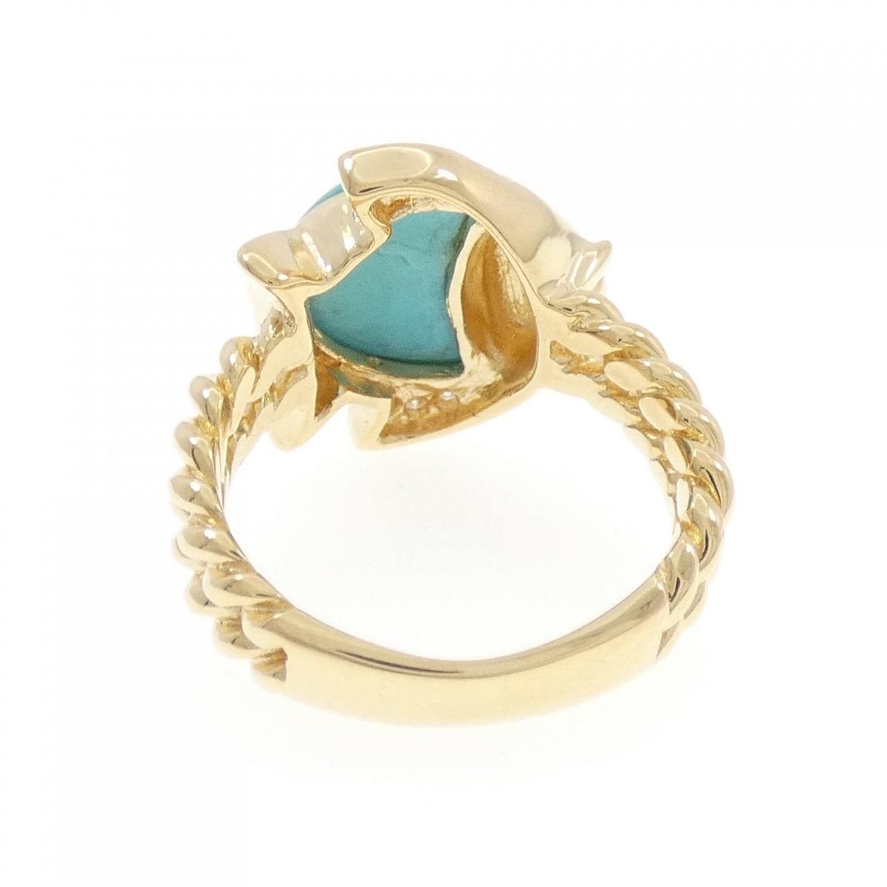 K18YG フィッシュ ターコイズ リング 2.57CT