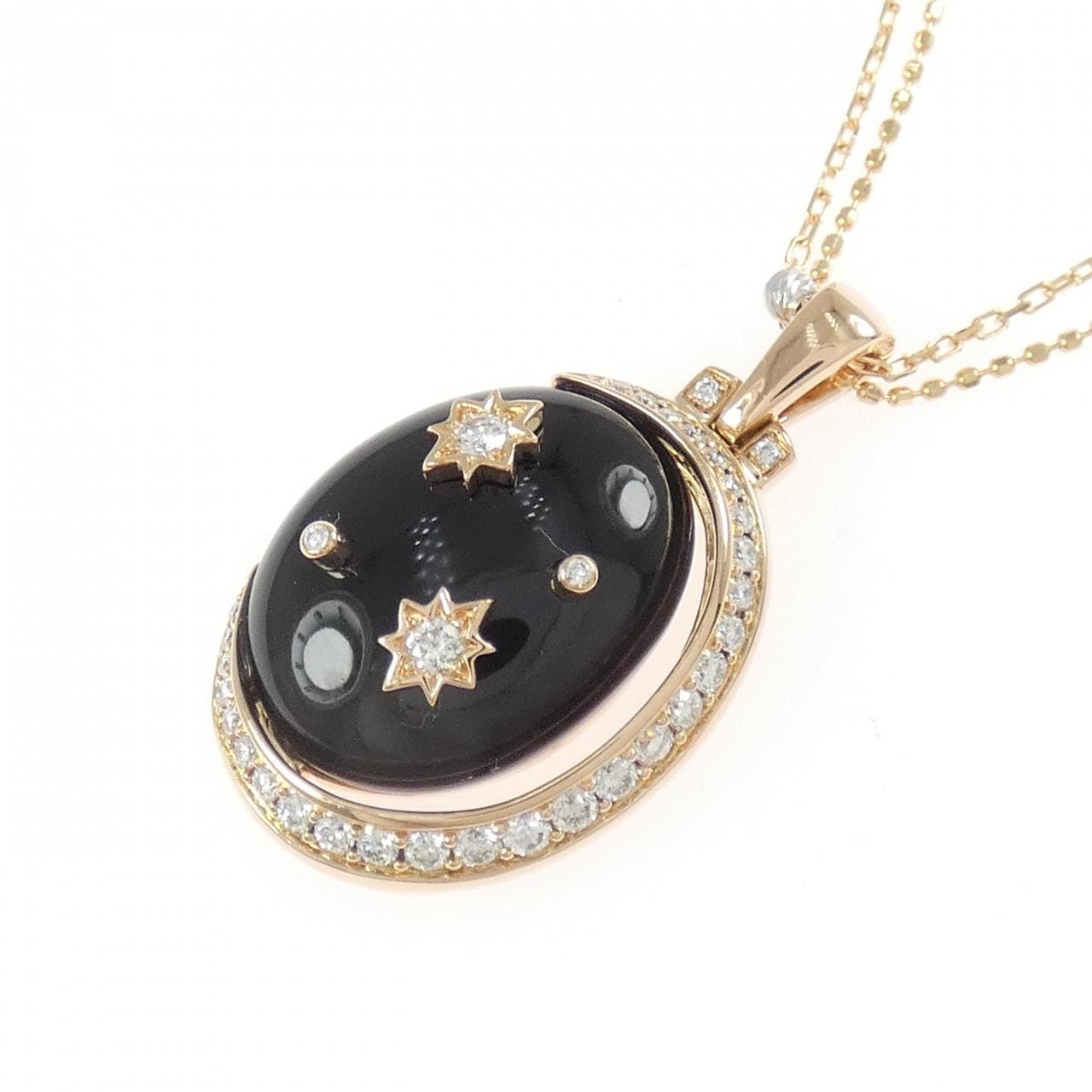 750PG/K18PG/K18WG オニキス ネックレス 6.67CT