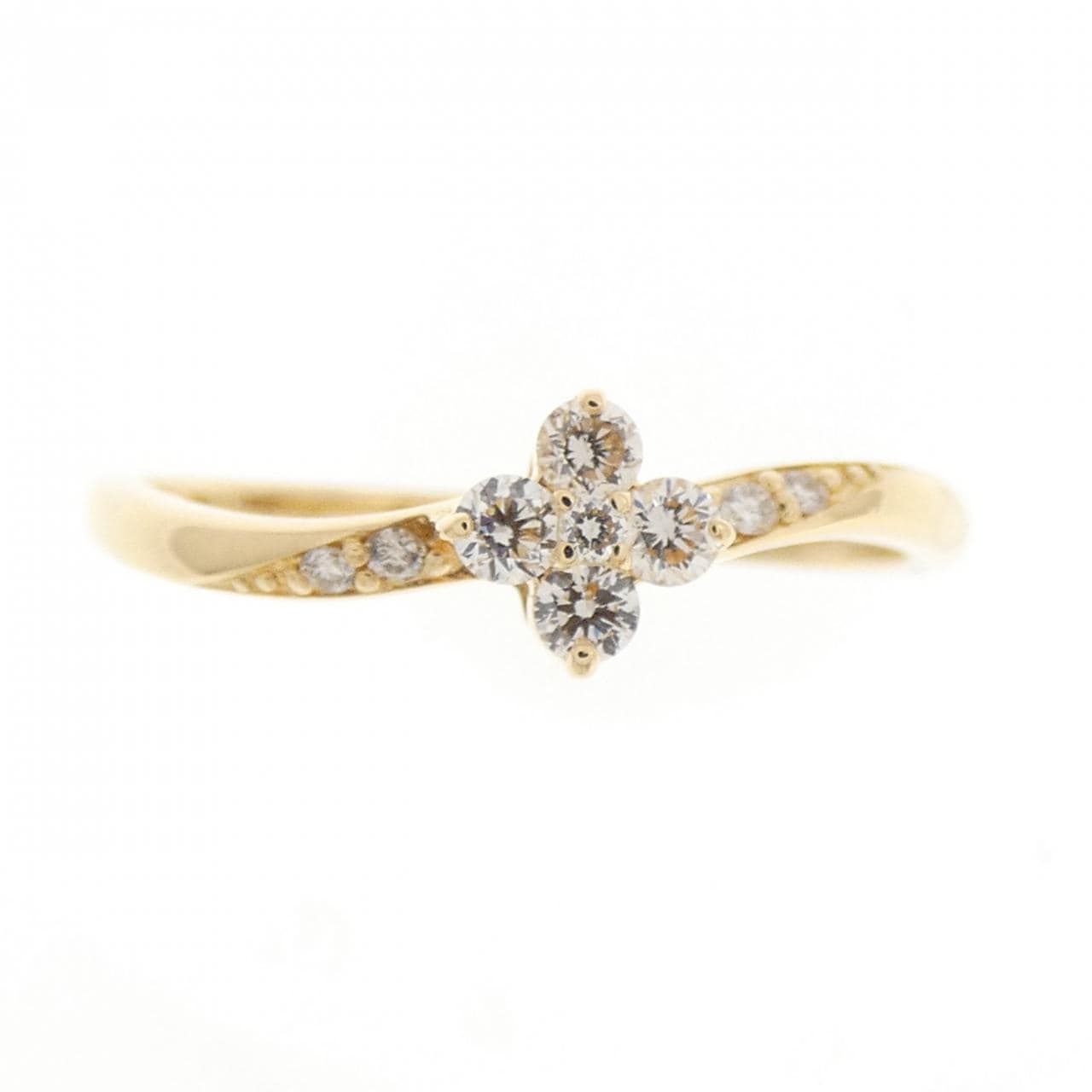 K18YG フラワー ダイヤモンド リング 0.15CT