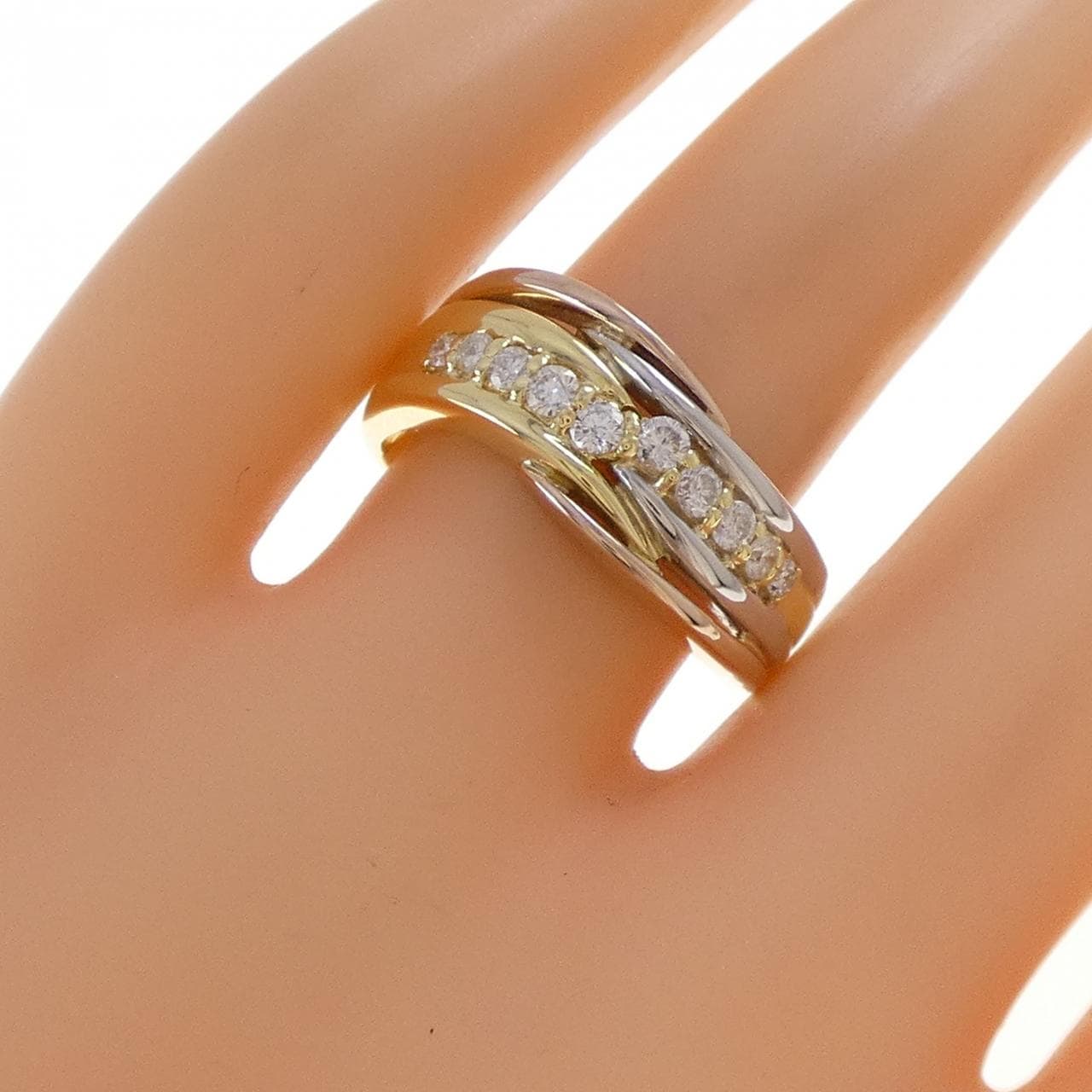 K18YG/PT900/K18PG ダイヤモンド リング 0.30CT