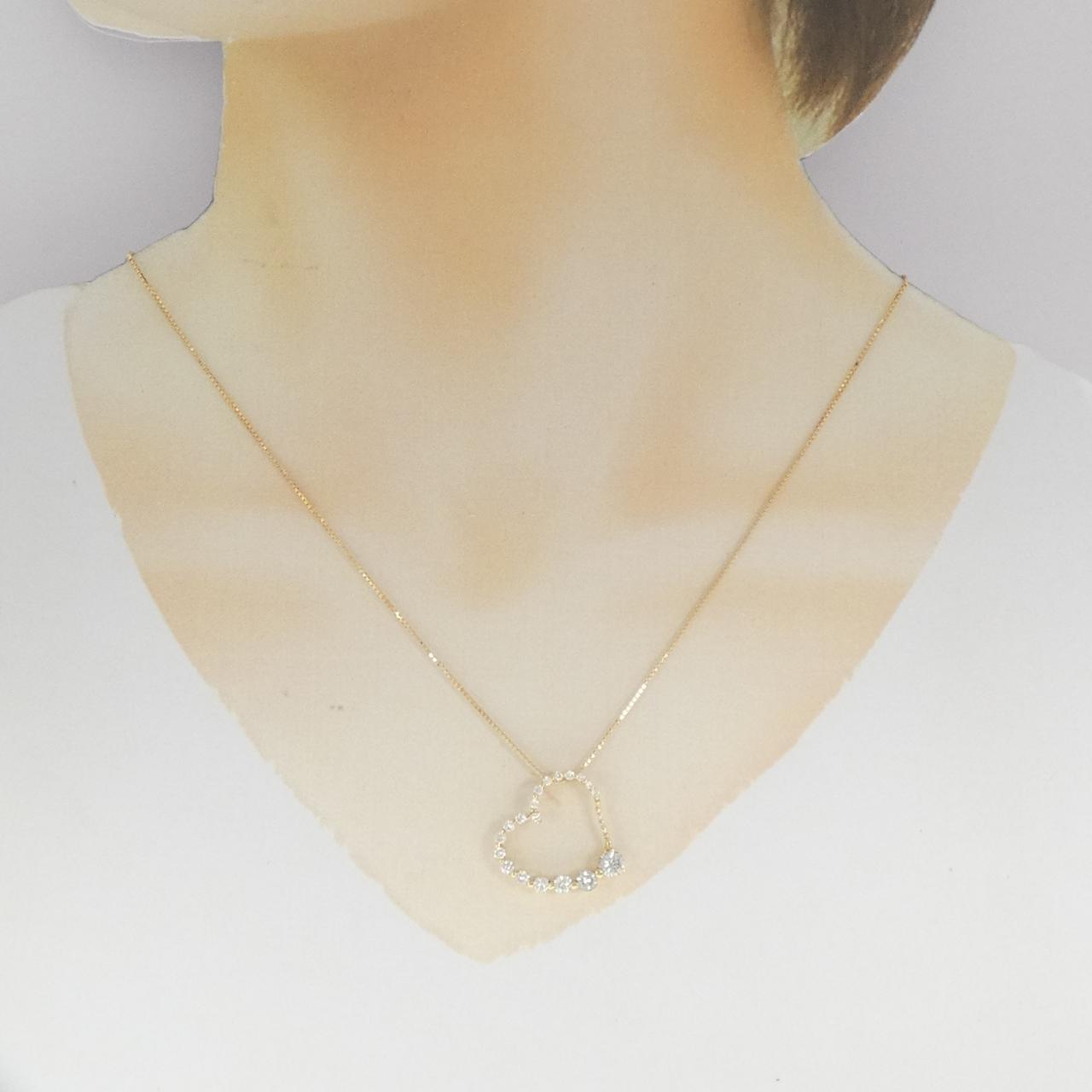 K18YG ハート ダイヤモンド ネックレス 1.041CT