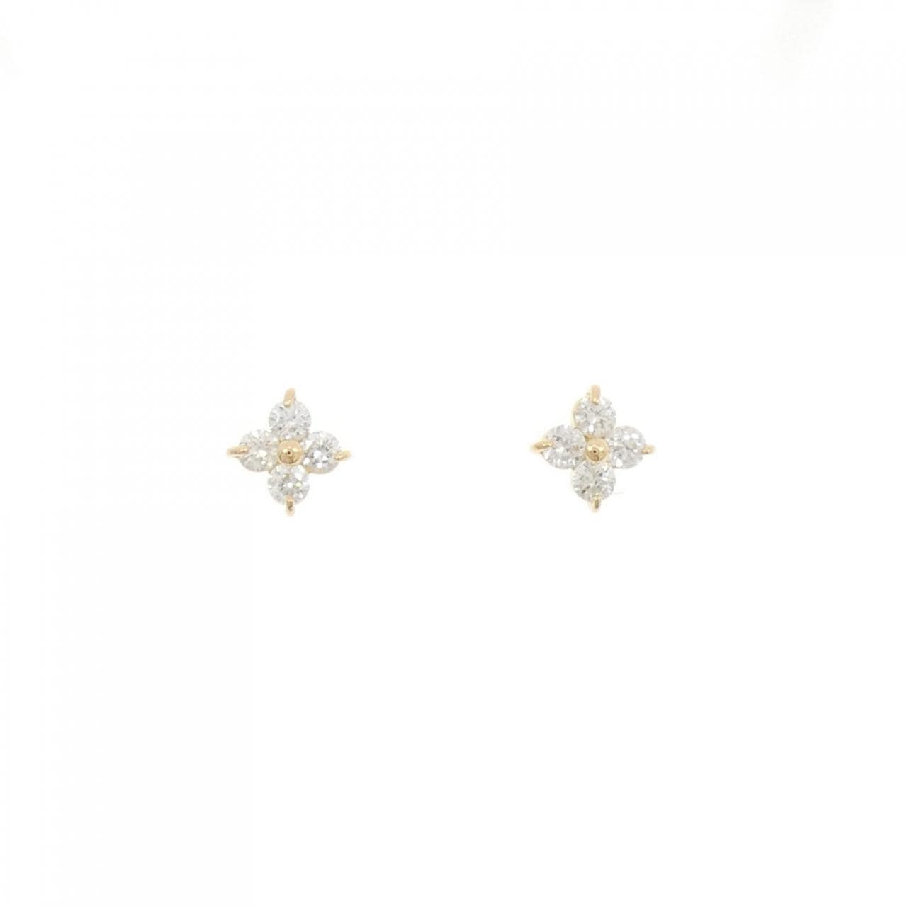 【リメイク】K18YG フラワー ダイヤモンド ピアス 0.30CT