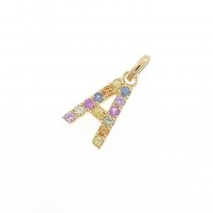 【新品】K18YG イニシャルA サファイヤ ペンダント 0.20CT