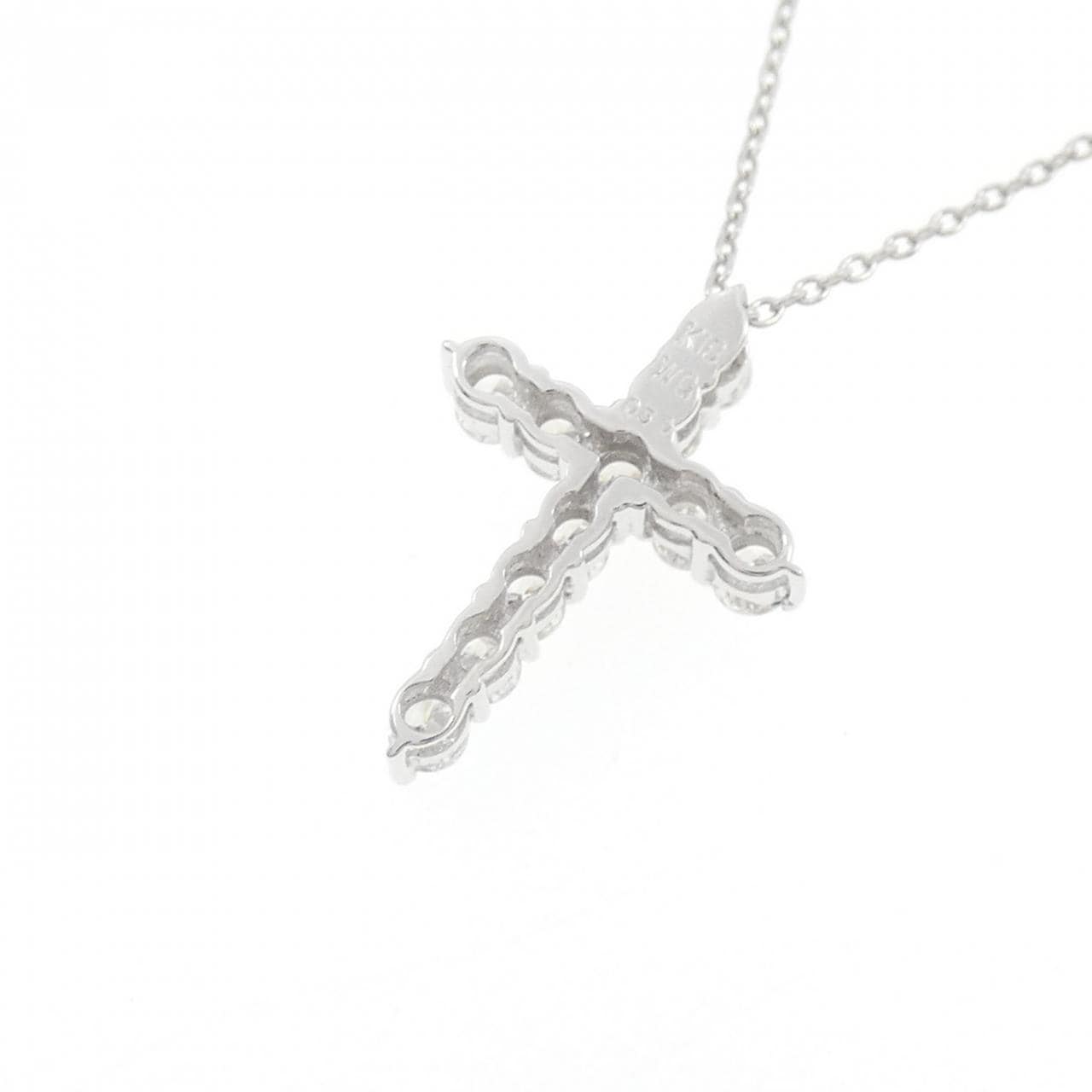 K18WG クロス ダイヤモンド ネックレス 0.50CT