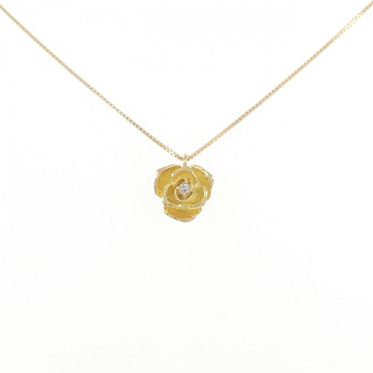 K18YG ローズ ダイヤモンド ネックレス 0.02CT