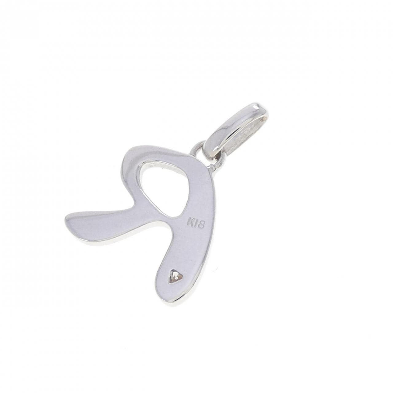 K18WG イニシャルR ダイヤモンド ペンダント