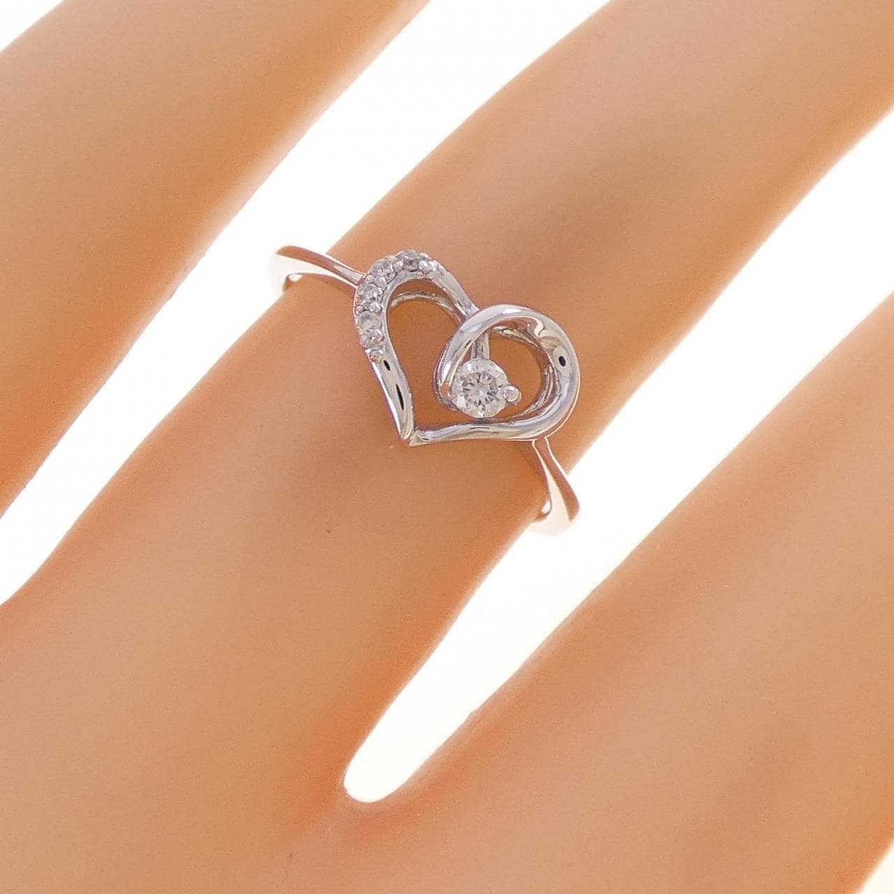 K10WG ハート ダイヤモンド リング 0.07CT