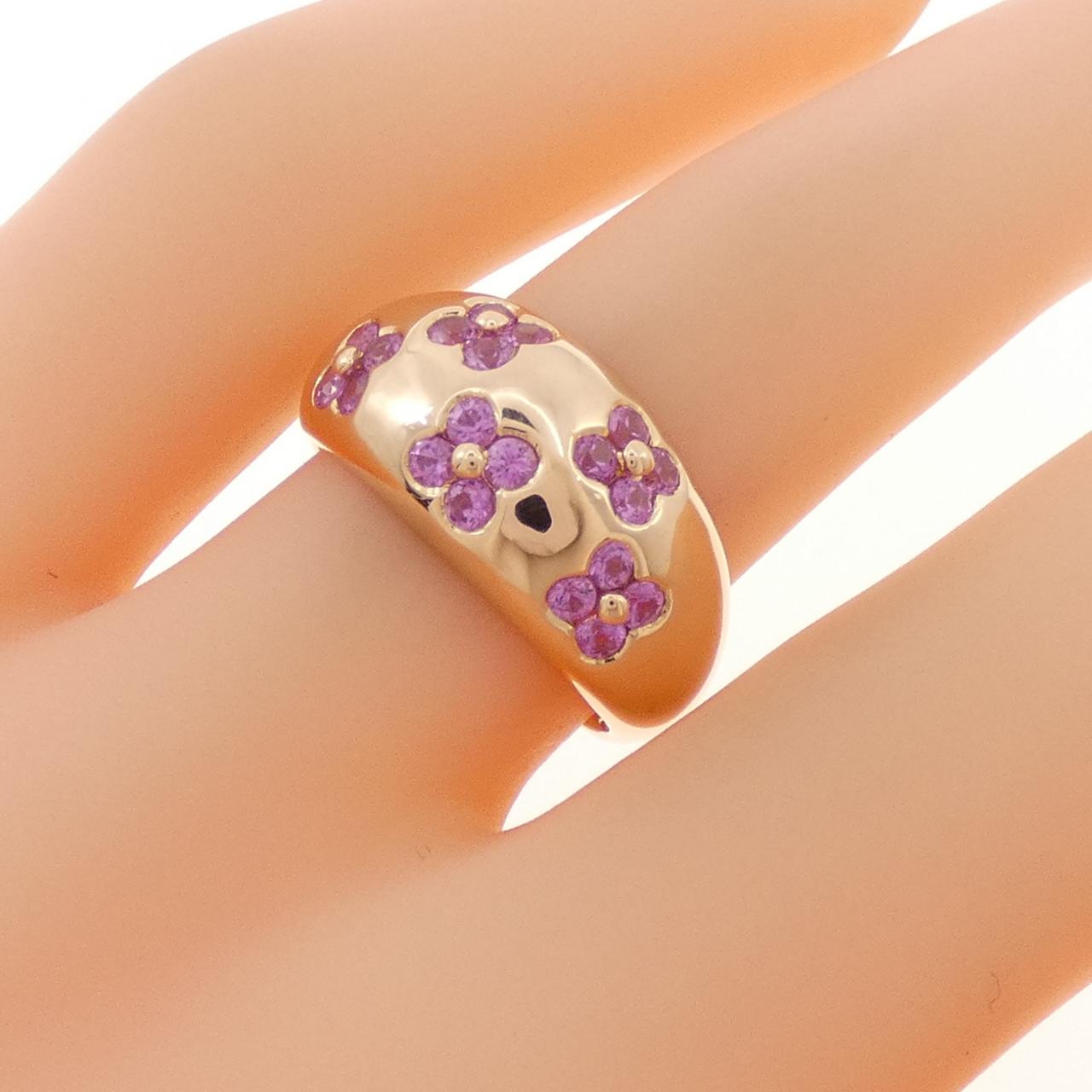 750PG フラワー サファイヤ リング 0.68CT
