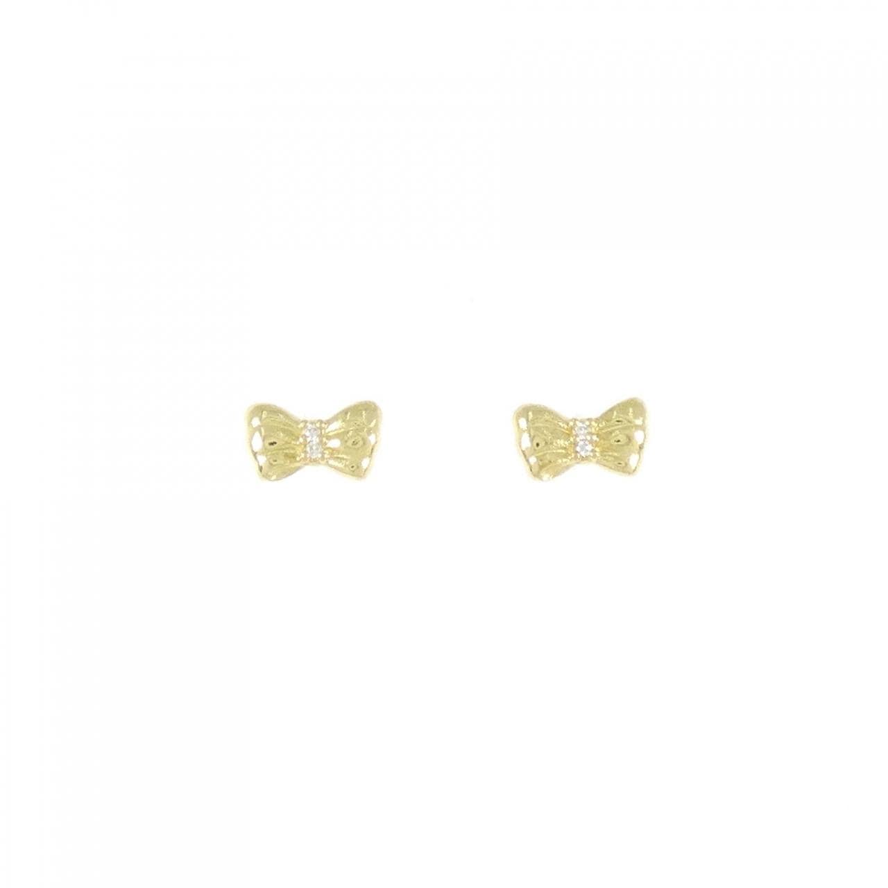 K18YG ribbon Diamond earrings