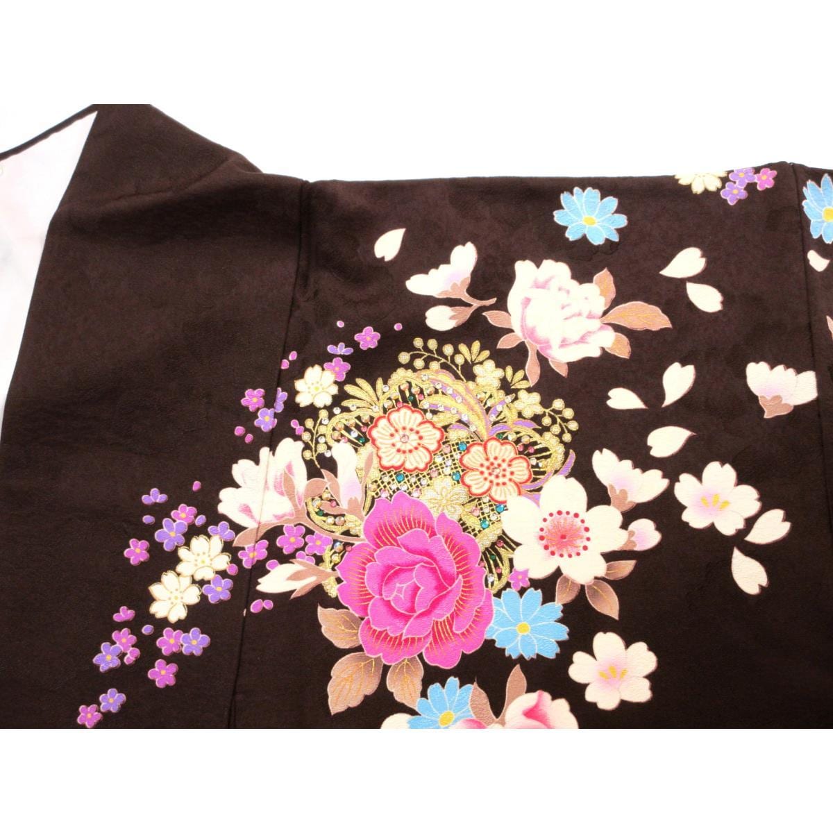 振袖　友禅金彩加工　刺繍入りボカシ染　ラインストーン入り