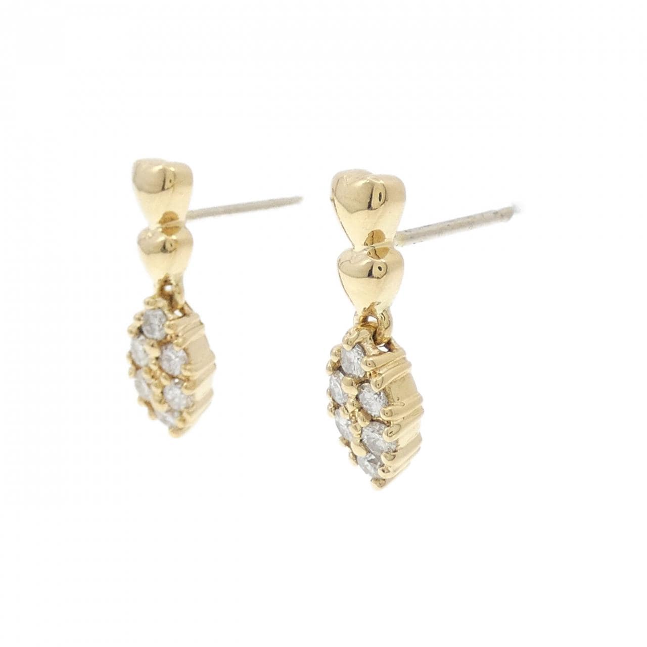 K18YG ハート ダイヤモンド ピアス