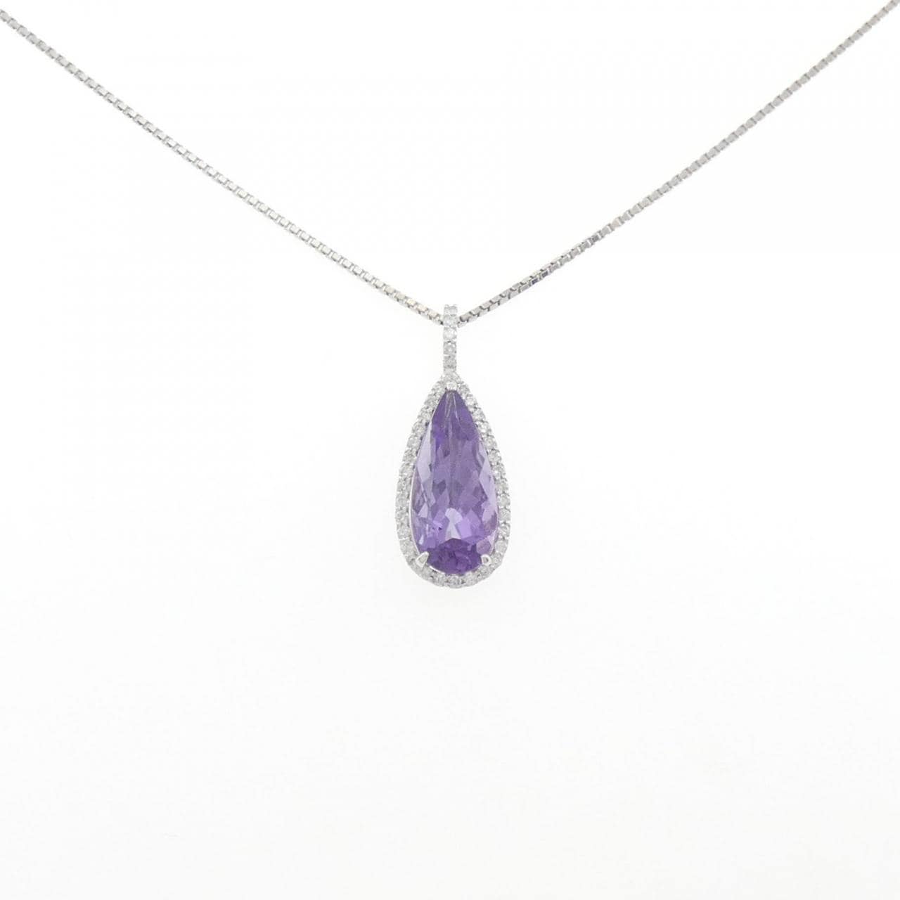 K18WG/PT Amethyst Necklace 4.44CT