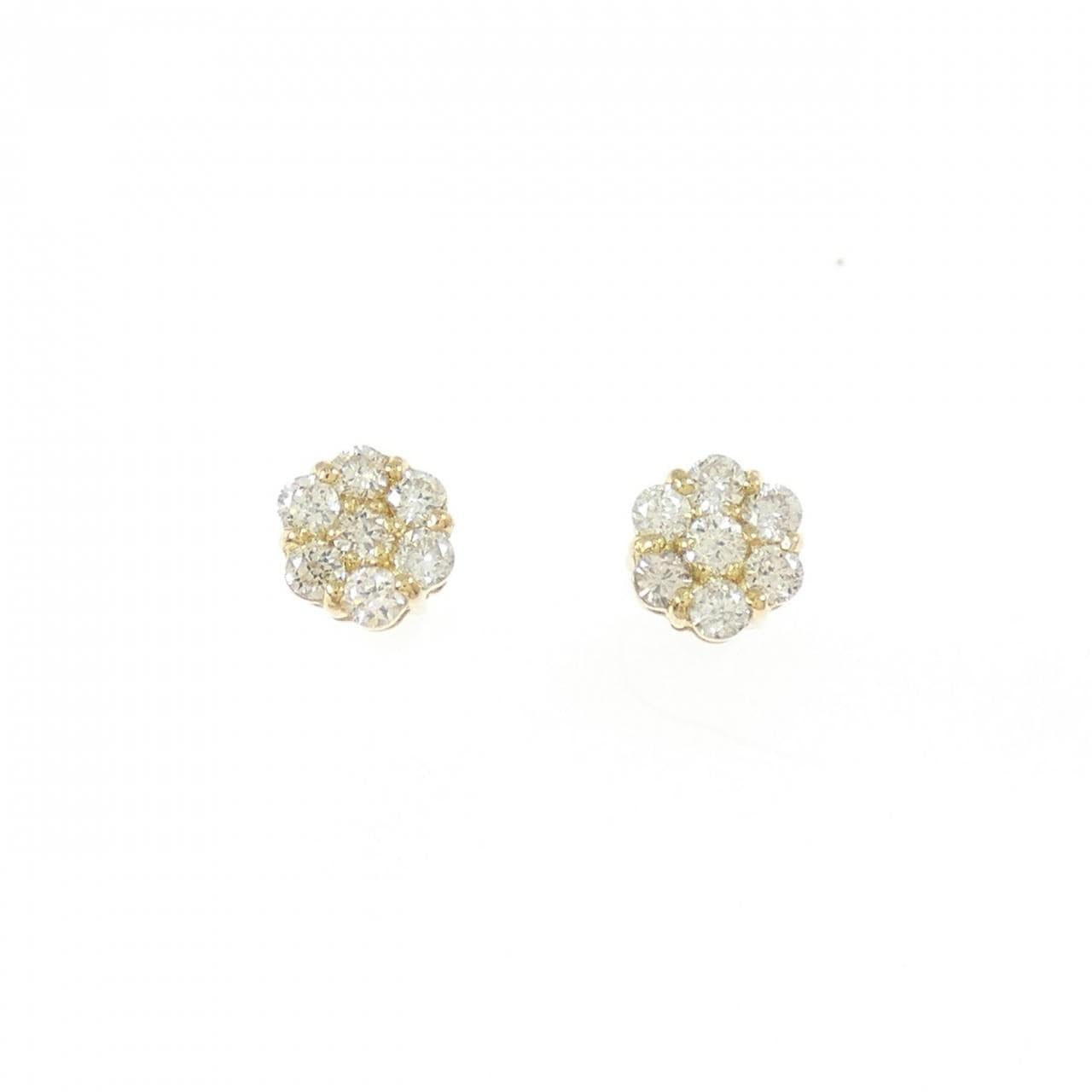 【新品】K18YG フラワー ダイヤモンド ピアス 0.20CT