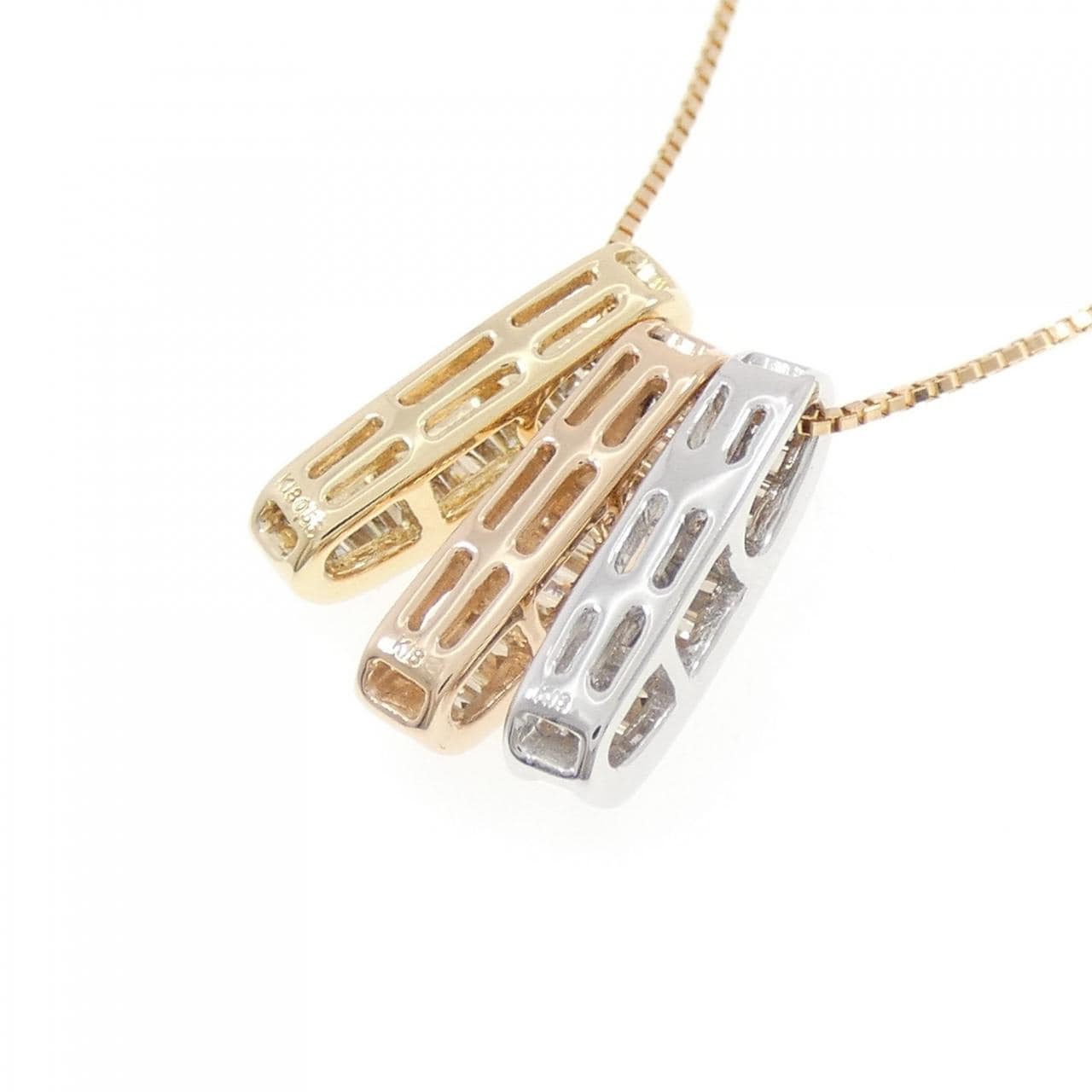 K18スリーカラー ダイヤモンド ネックレス 0.56CT