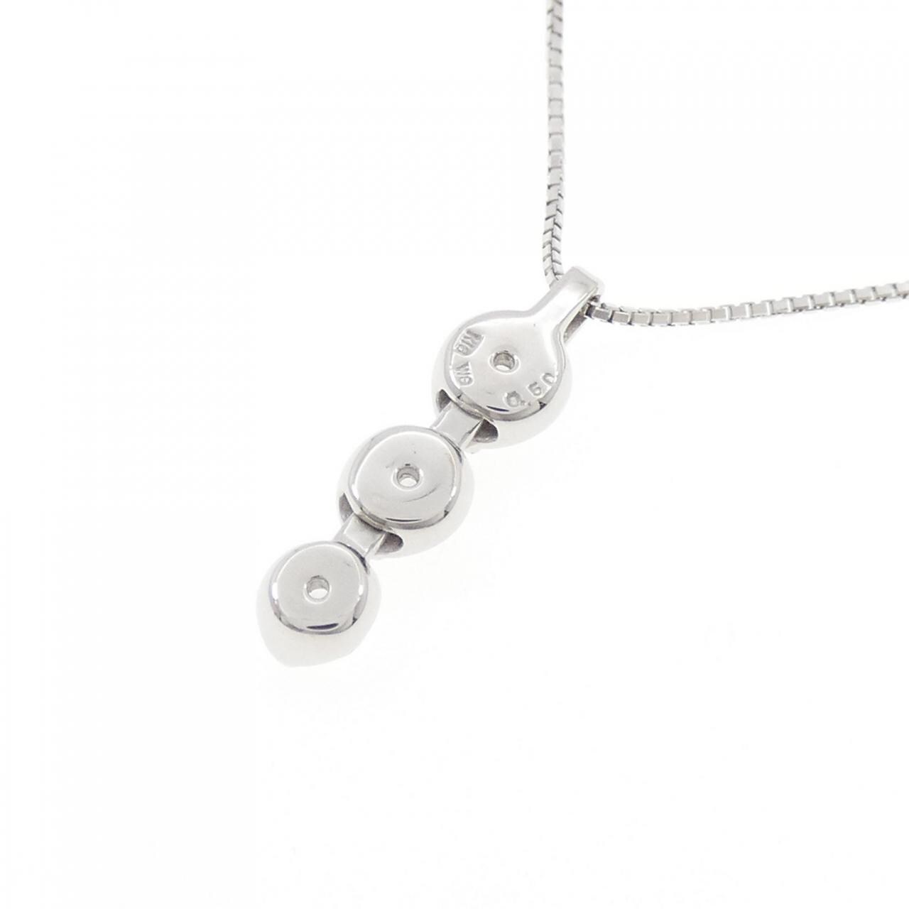 K18WG スリーストーン ダイヤモンド ネックレス 0.50CT