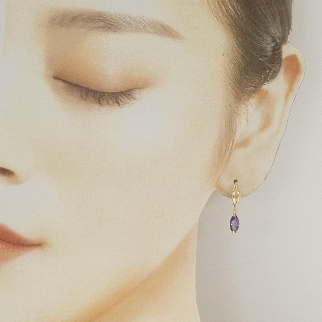 K18YG アメジスト ピアス 1.00CT