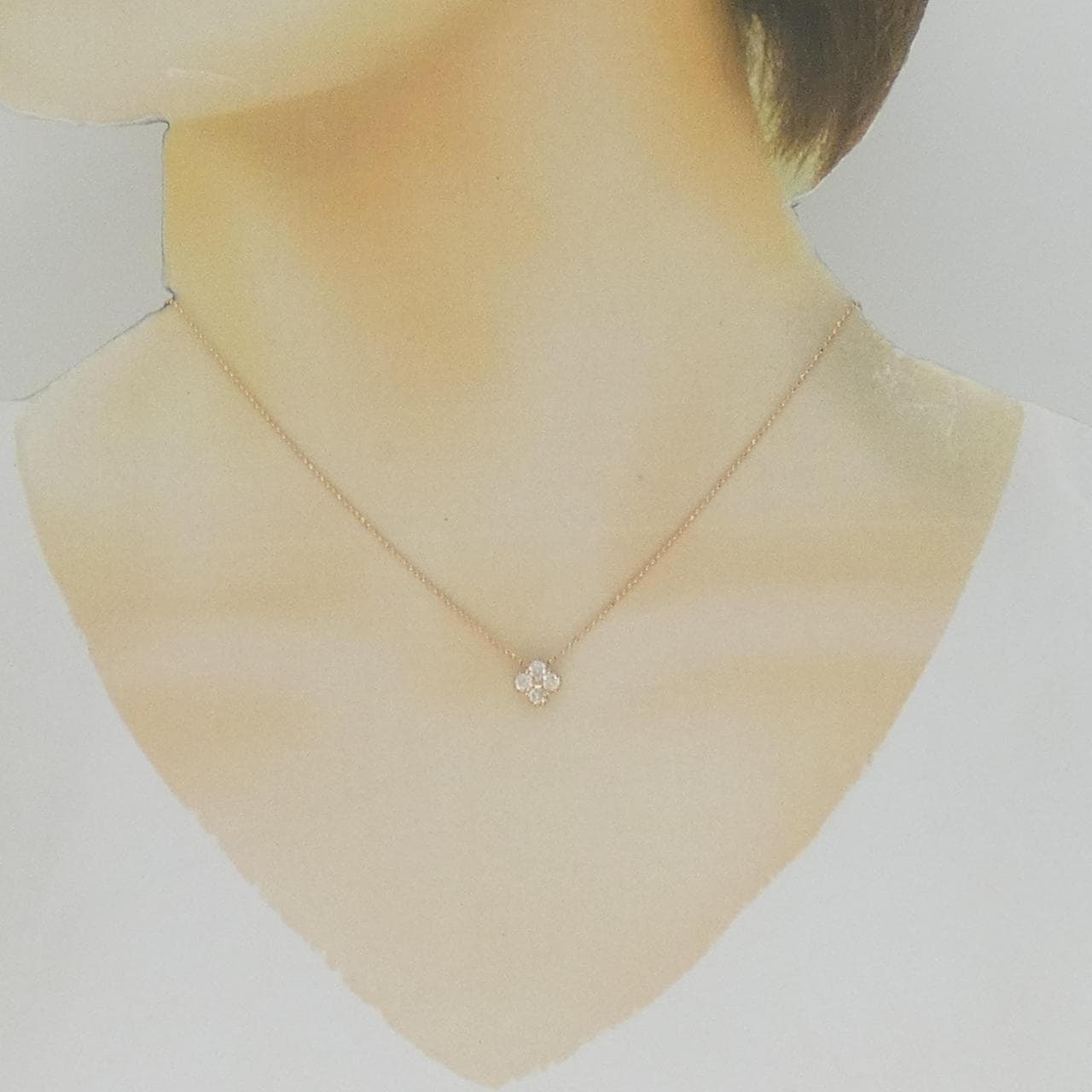 K18PG/K14PG フラワー ダイヤモンド ネックレス 0.36CT