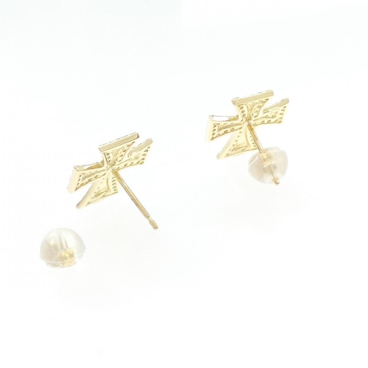 K18YG クロス ダイヤモンド ピアス 0.40CT