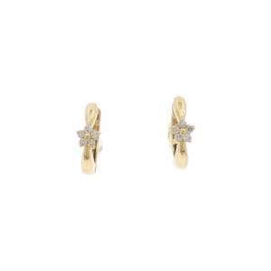 K18YG フラワー ダイヤモンド ピアス 0.06CT