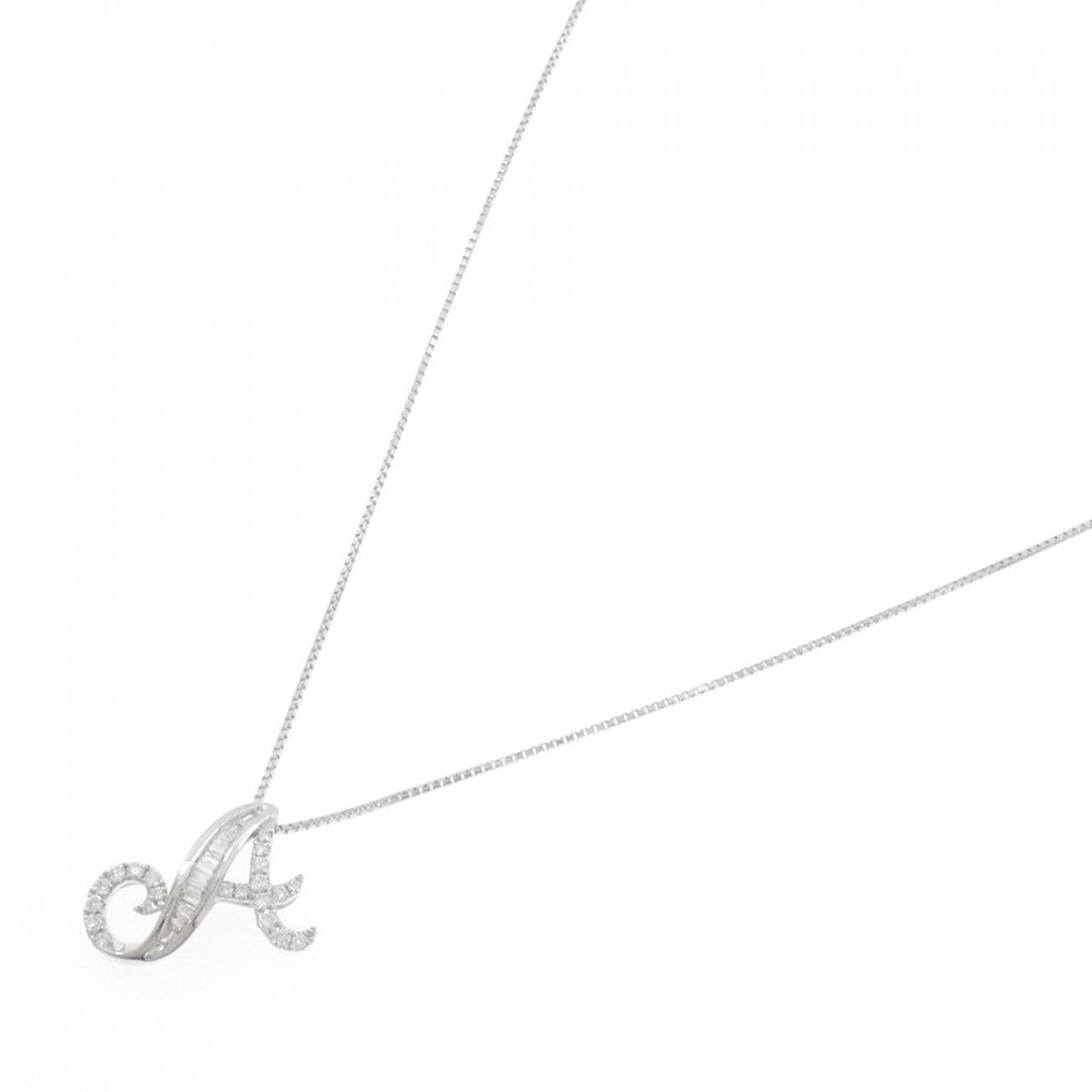 K18WG イニシャルA ダイヤモンド ネックレス 0.20CT