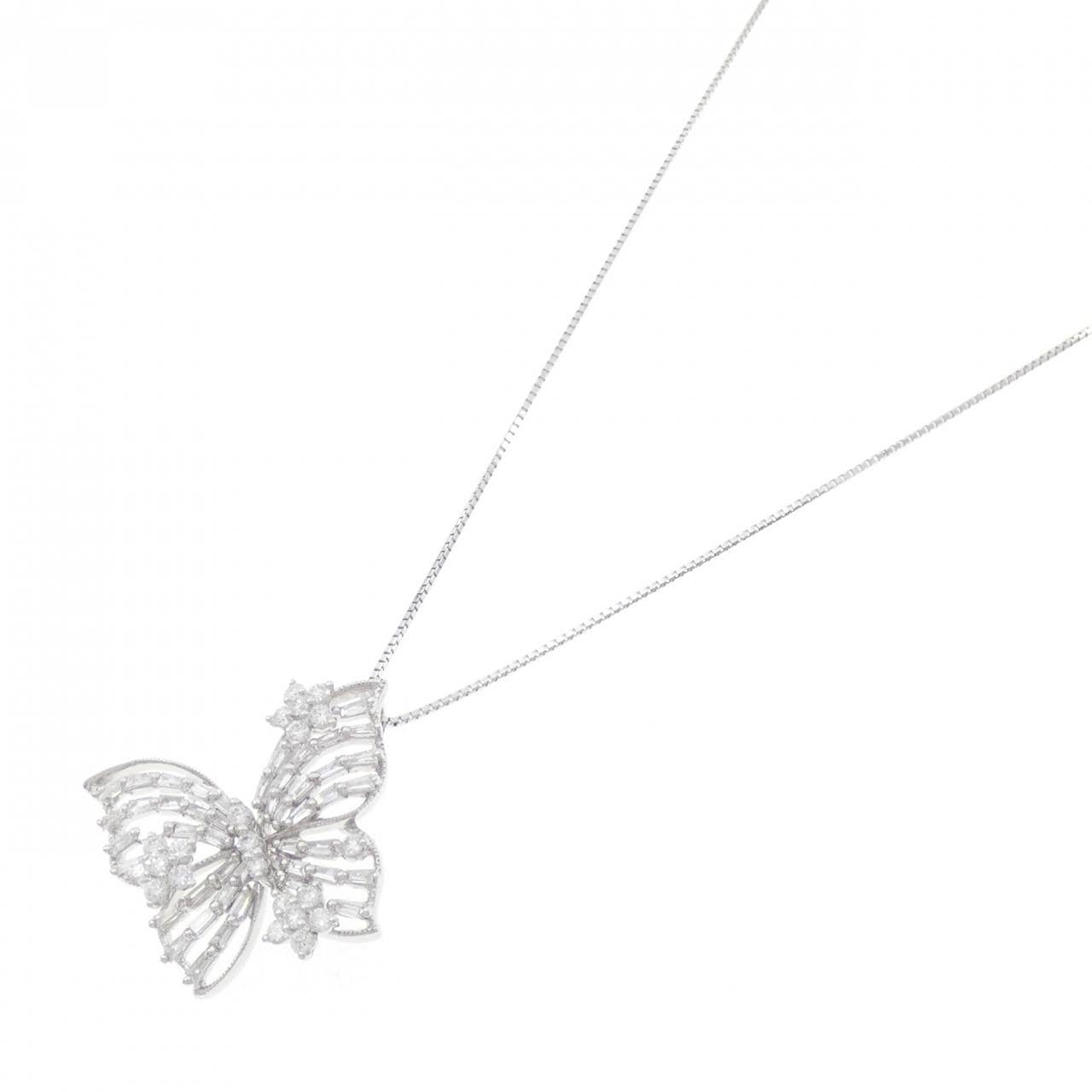 K18WG 蝴蝶 x 花朵钻石项链 0.80CT
