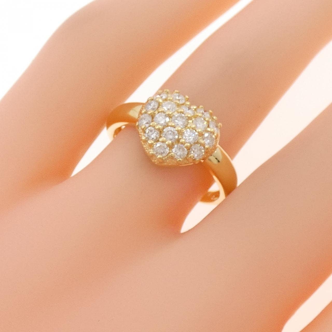 K18YG パヴェ ハート ダイヤモンド リング 0.57CT