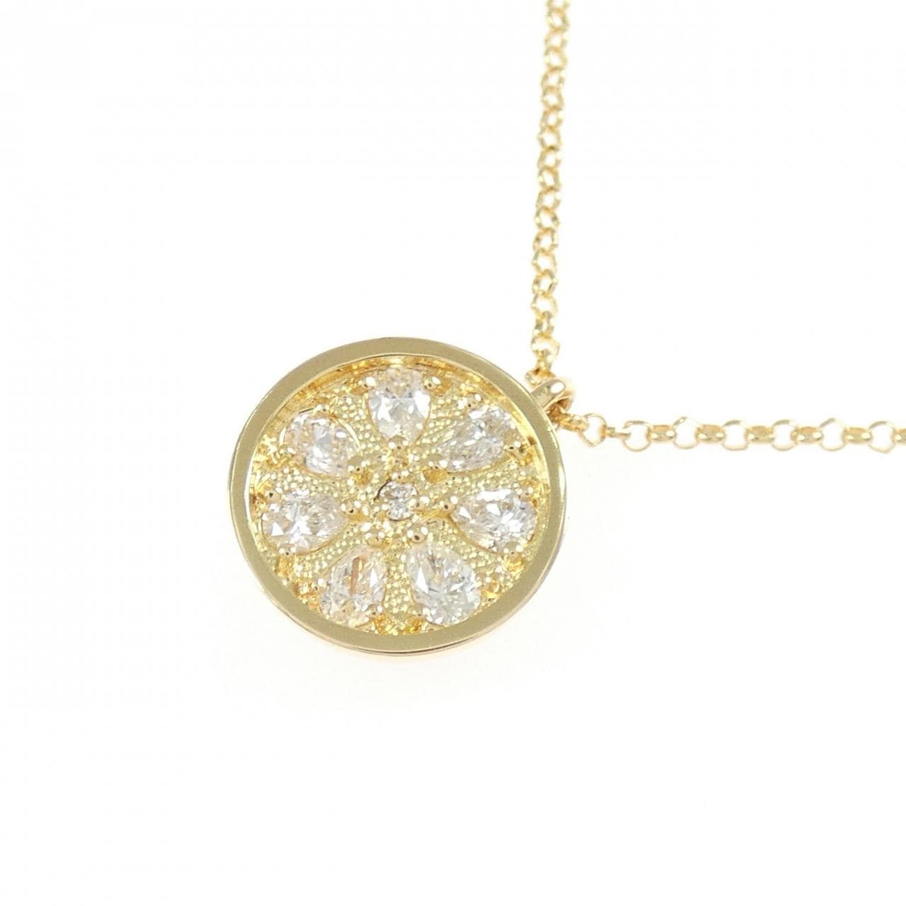 K18YG フラワー ダイヤモンド ネックレス 0.35CT