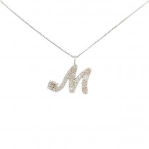 PT900/PT850 イニシャルM ダイヤモンド ネックレス 0.50CT